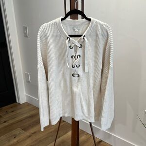 American Eagle Cozy Lace-Up Knit Sweater